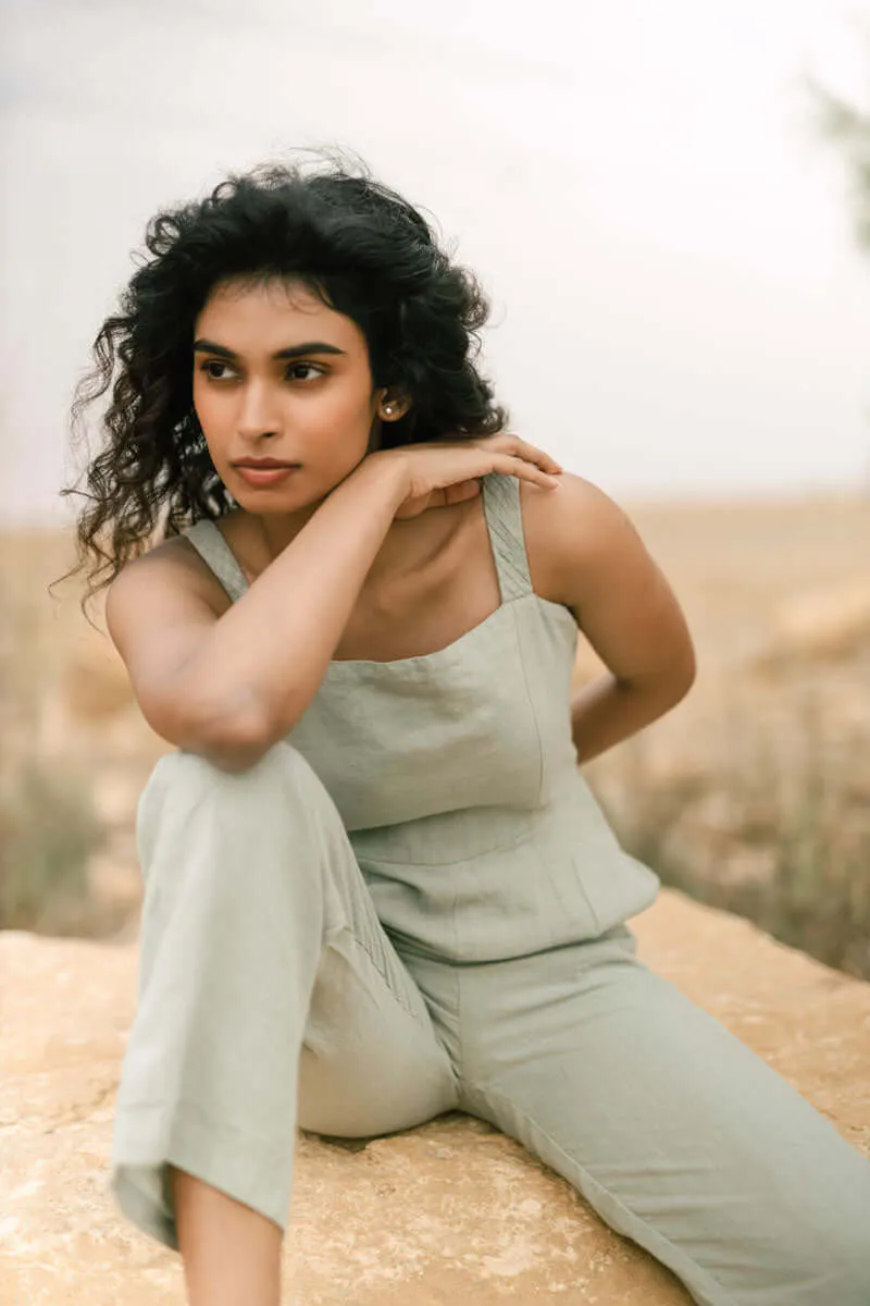 Pleated strap jumpsuit
