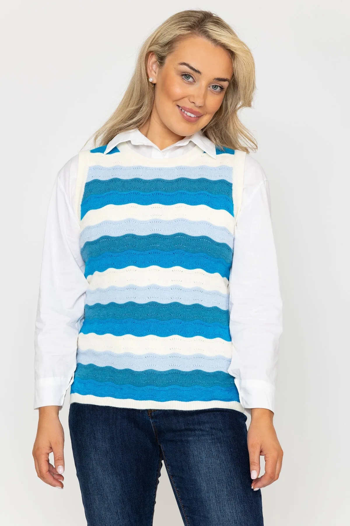 Pointelle Vest in Blue