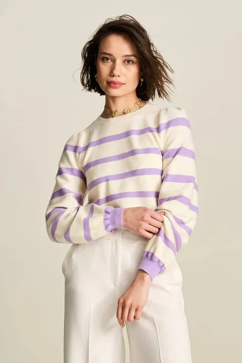 POM PULLOVER KNIT | Striped Purple