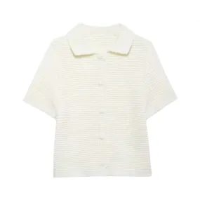 Pre Order: Round Collar Short Sleeve Needle Knit Top