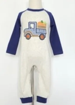 Pumpkin Truck infant boy's romper