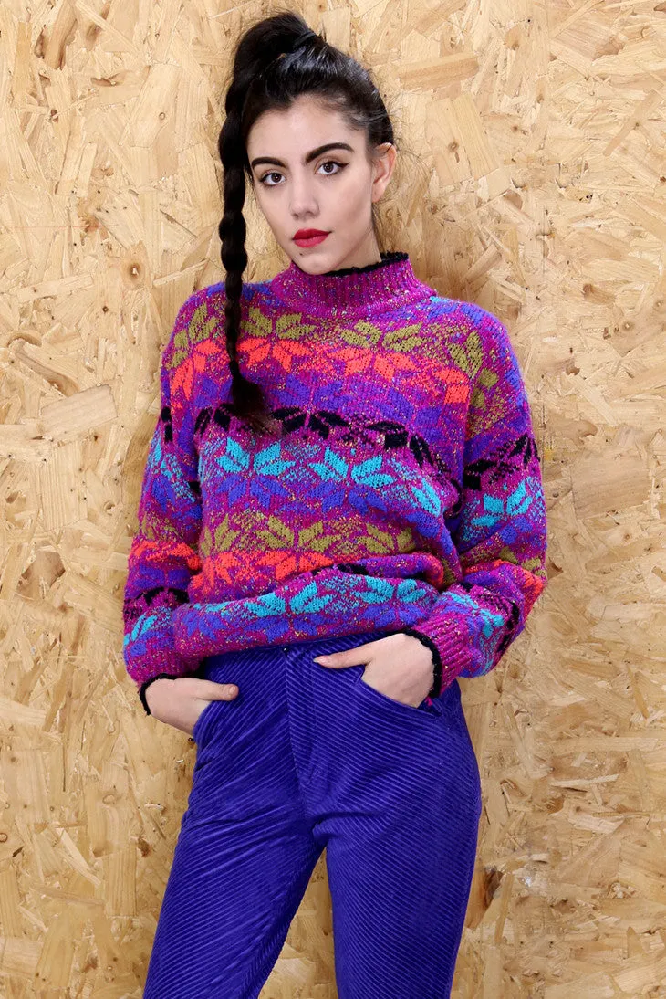 Purple Fairisle Print Jumper