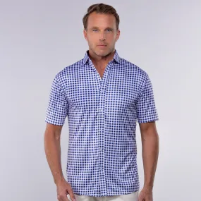 Quattro Flex Short Sleeve Button Down Navy Gingham