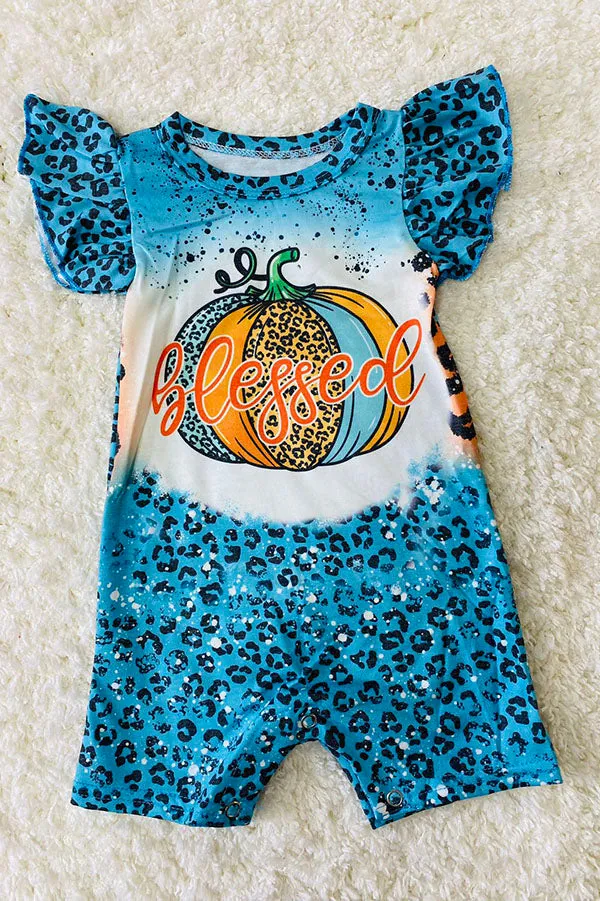 "BLESSED" pumpkin & animal print baby romper DLH2330