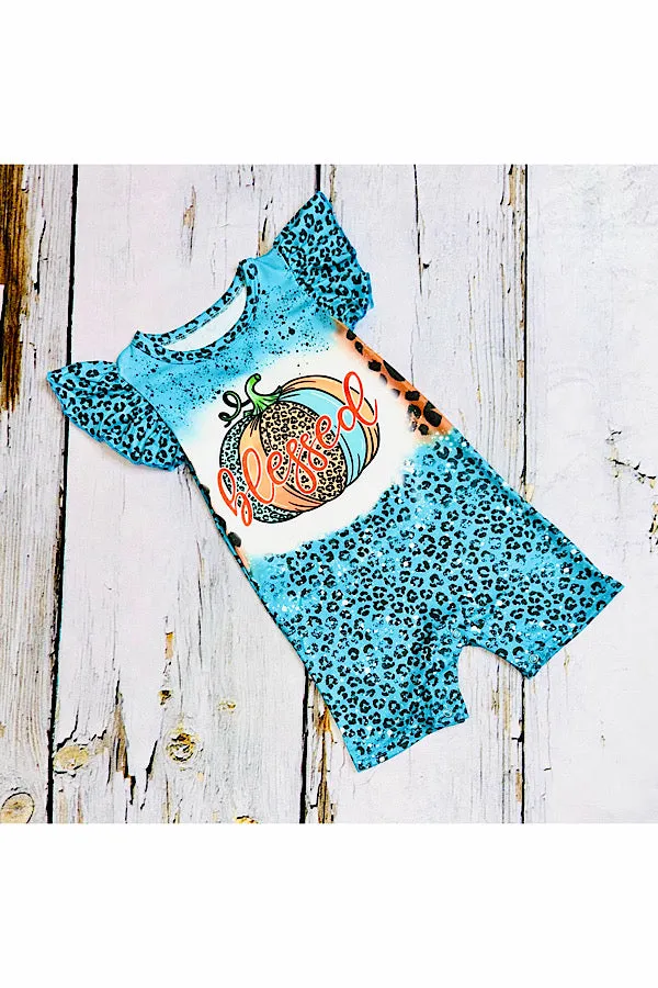 "BLESSED" pumpkin & animal print baby romper DLH2330