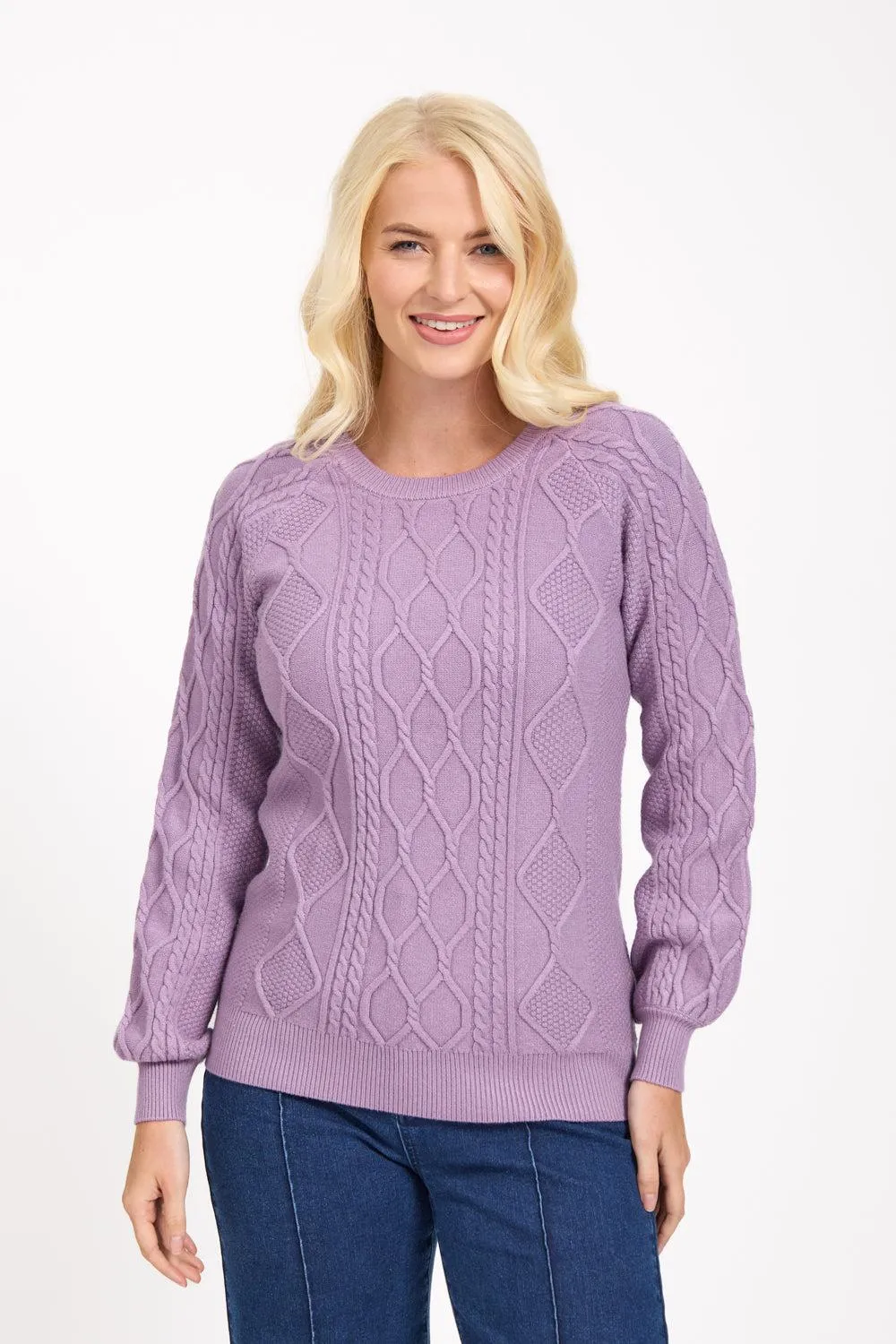 Raglan cable jumper