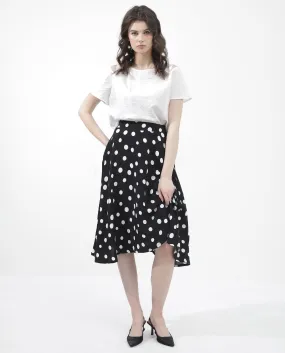 Rareism Women Chatton Black Polyester Fabric Print Ankle Length Skirt