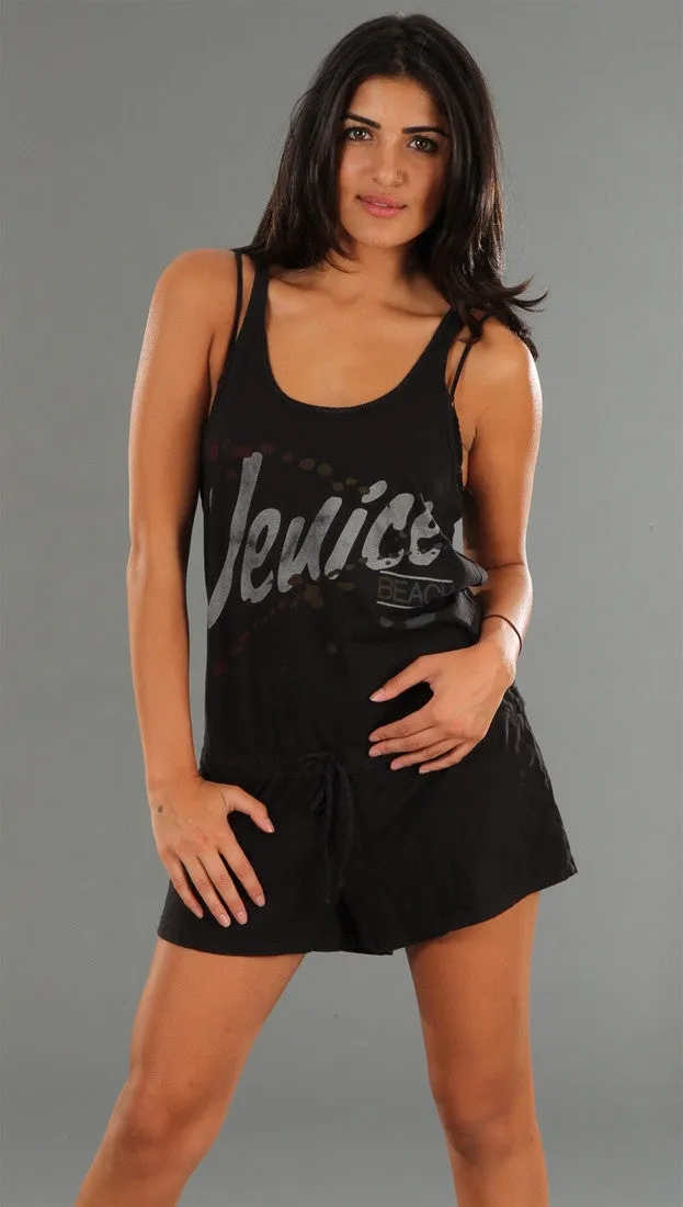 Rebel Yell Venice Scrunchie Romper in Black Ash