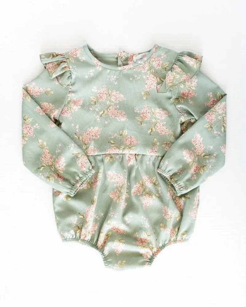 Rhodes Bubble Shorty Romper - Sage Green Garden