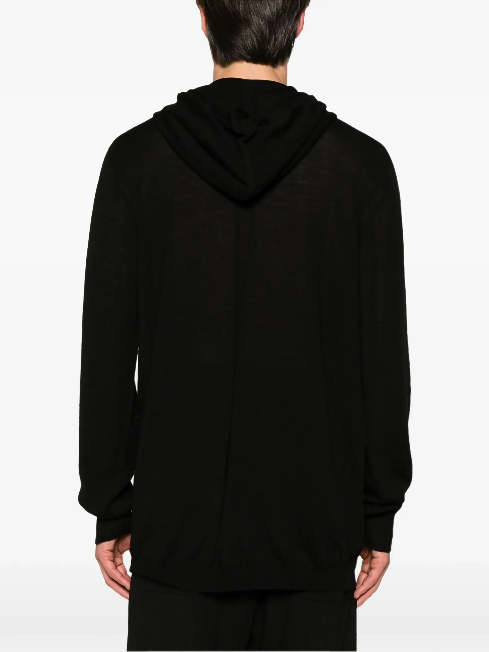 RICK OWENS FINE-KNIT HOODED JUMPER