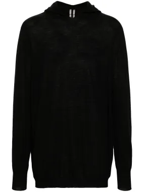 RICK OWENS FINE-KNIT HOODED JUMPER