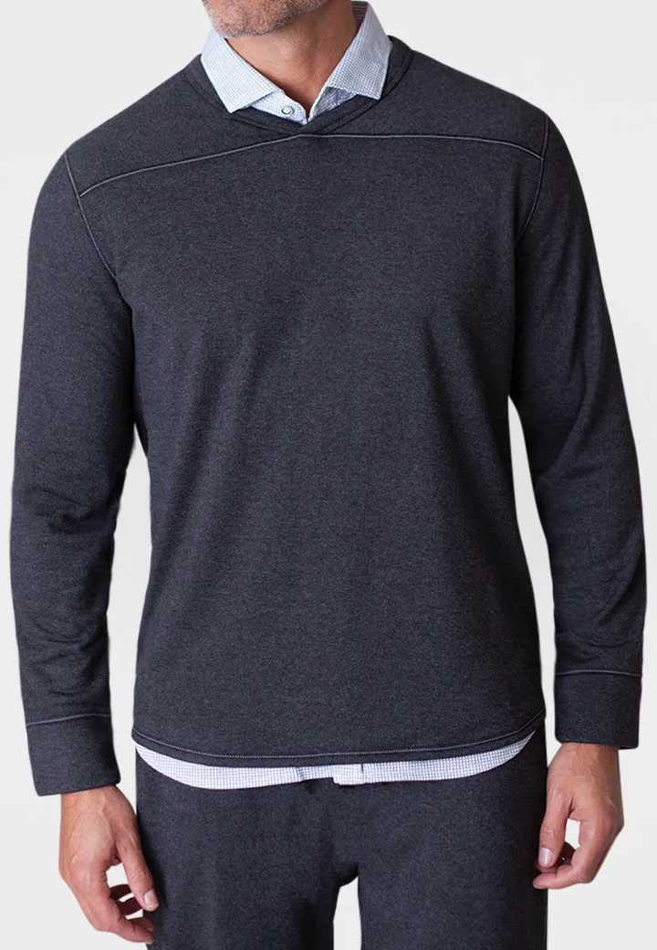 Rugvee Pullover V-Neck Sweatshirt - Charcoal Grey