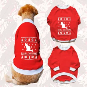 Ruse 'Basics' "Meowy Christmas" Printed Crew Neck Full Sleeve Sweatshirt For Dogs