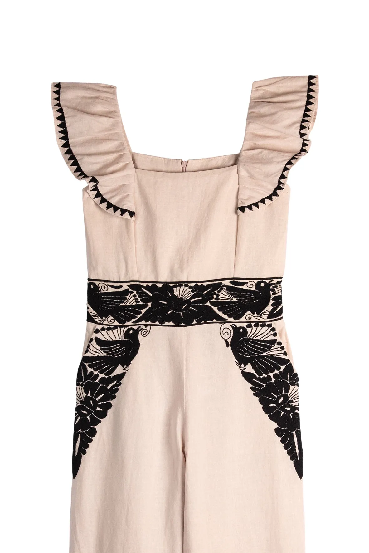 SALE - Gardenia Collection Embroidered Jumpsuit from Mexico- Neutral and Black