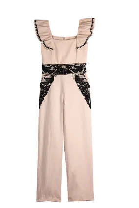 SALE - Gardenia Collection Embroidered Jumpsuit from Mexico- Neutral and Black