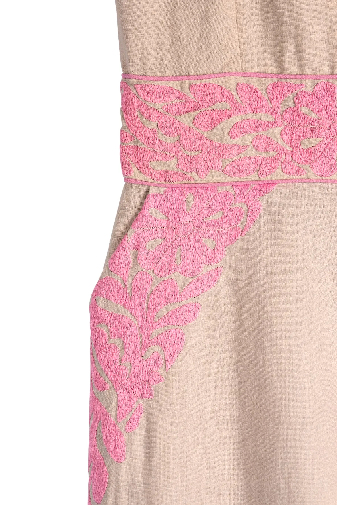 SALE - Gardenia Collection Embroidered Jumpsuit from Mexico- Neutral and Bright Pink