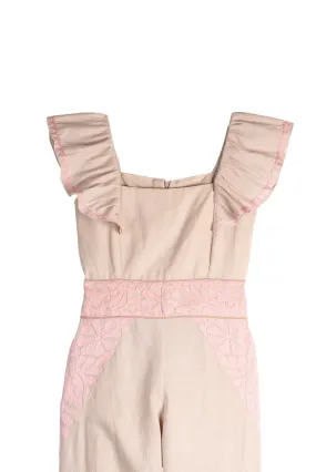 SALE - Gardenia Collection Embroidered Jumpsuit from Mexico- Neutral and Light Pink