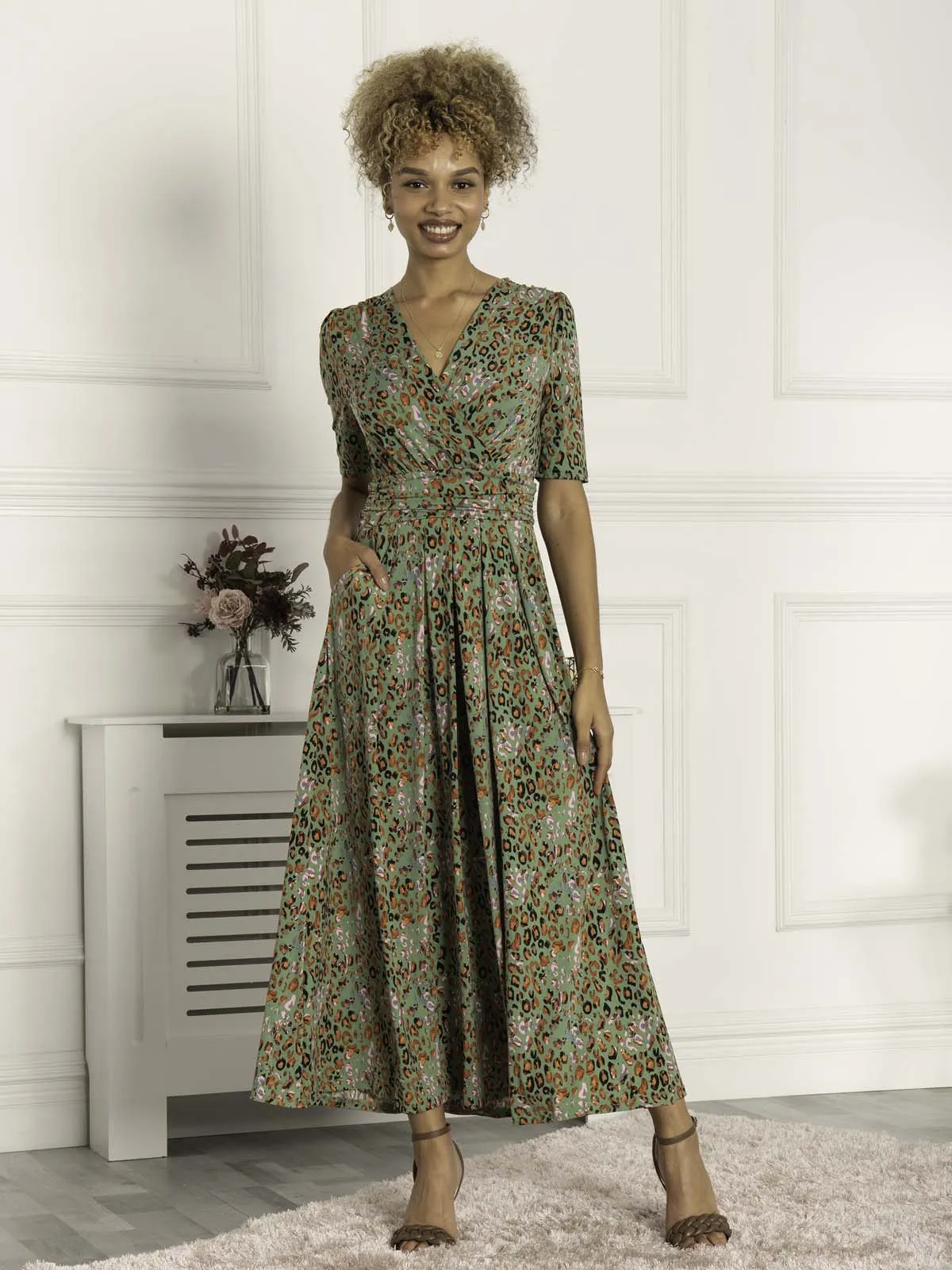 Saniya Print Jersey Maxi Dress, Green Animal