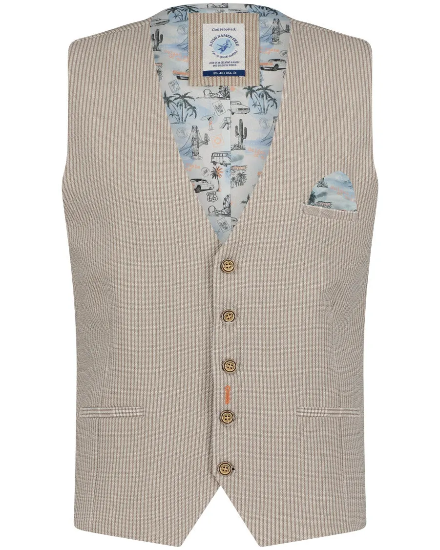 Seersucker Stripe Waistcoat - Sand