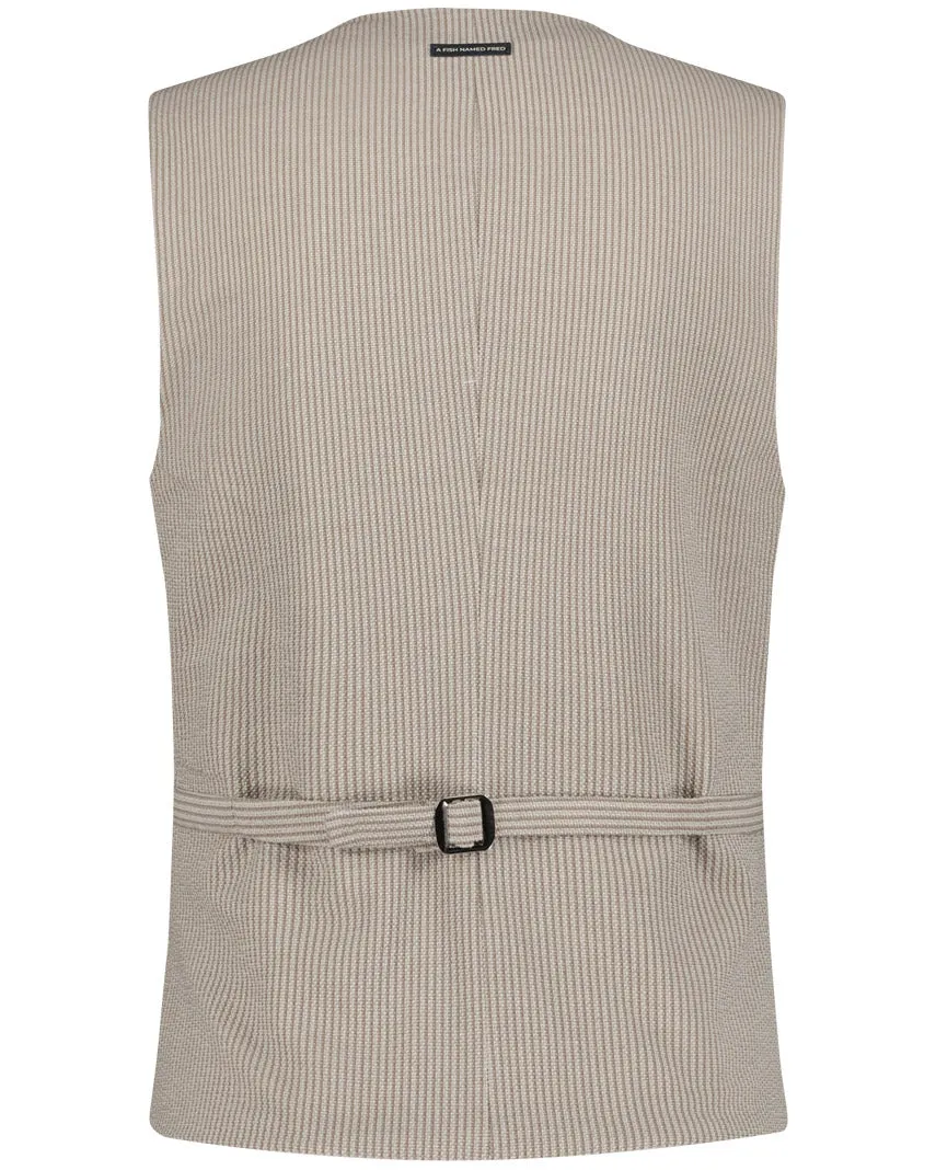 Seersucker Stripe Waistcoat - Sand