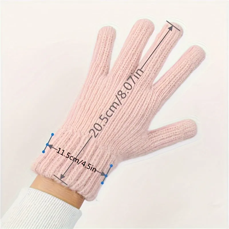 Simple Solid Color Knit Gloves Short Thick Warm Touchscreen Gloves Winter Coldproof Riding Gloves