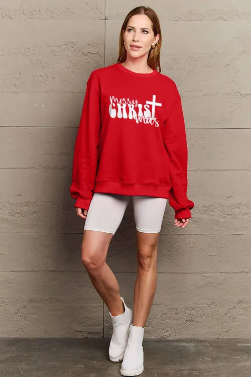 Simply Love Full Size MERRY CHRISTMAS Long Sleeve Sweatshirt