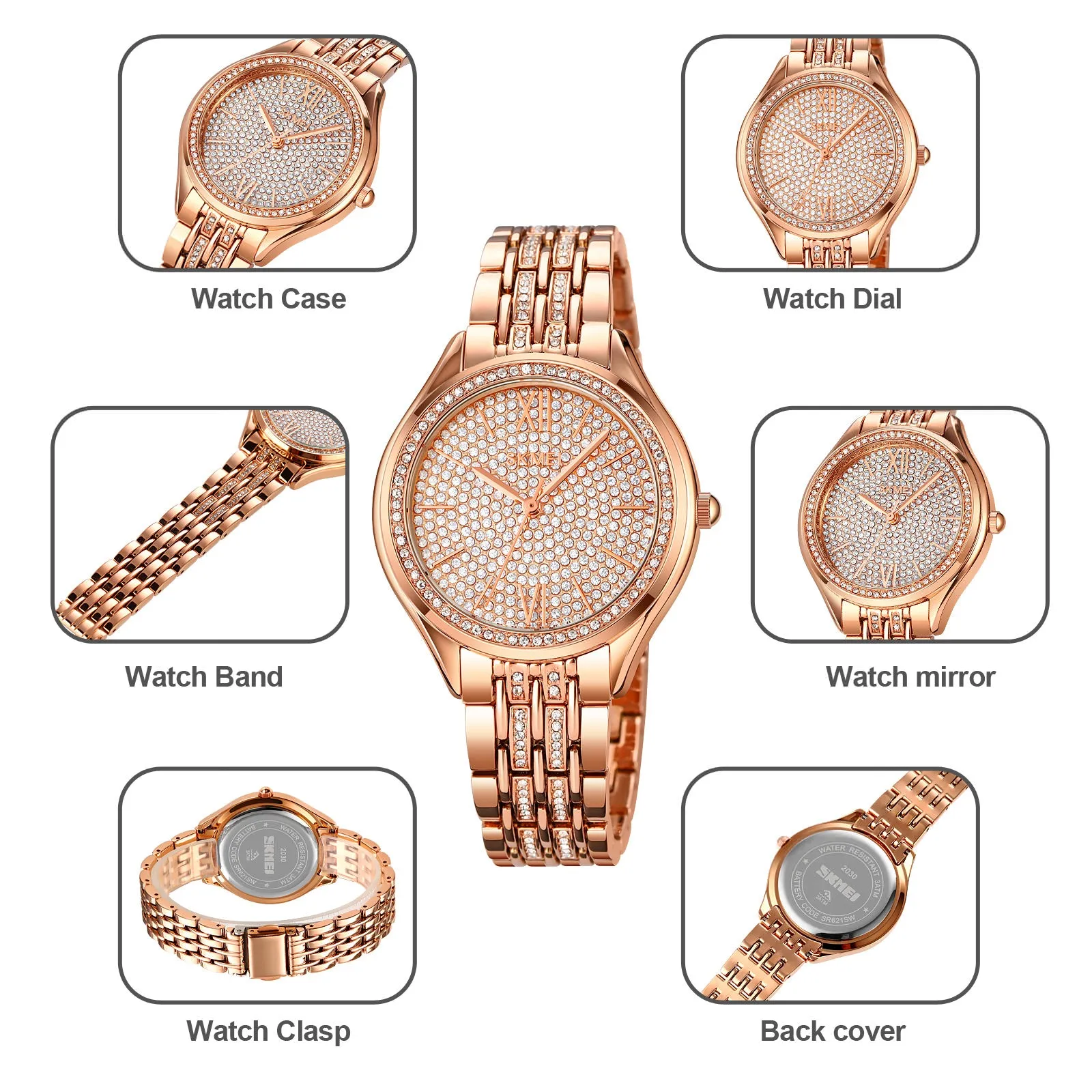 SKMEI 2030 Temperament Rhinestone Jewelry Watch for Women