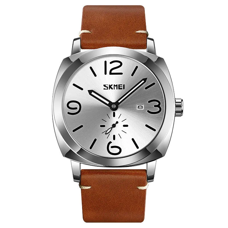 SKMEI 9305 Quartz Business Wristwatches for Men w/ PU Leather Strap