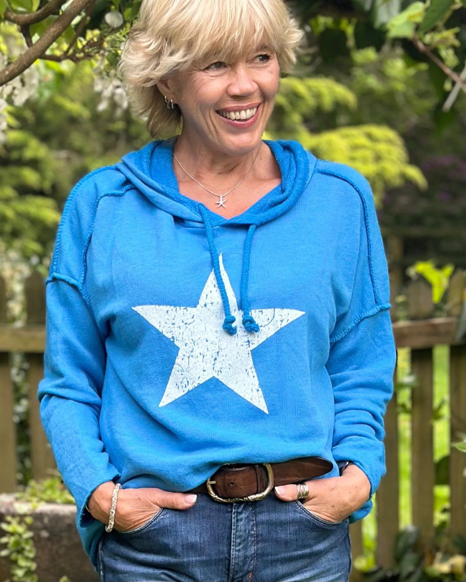 Star Hoodie Sweatshirt - Royal Blue