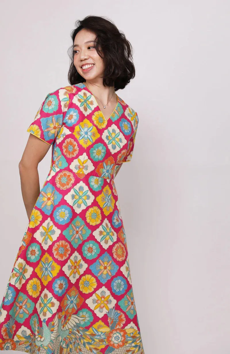 STELLA BATIK MIDI DRESS - MAGIC BERRIES