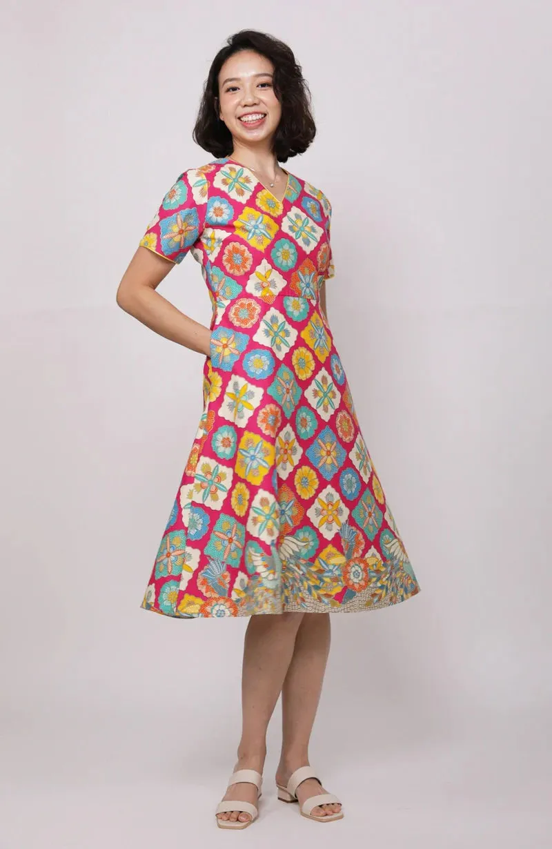 STELLA BATIK MIDI DRESS - MAGIC BERRIES