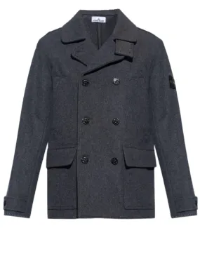 STONE ISLAND PANNO SPECIALE DOUBLE BREASTED COAT GREY