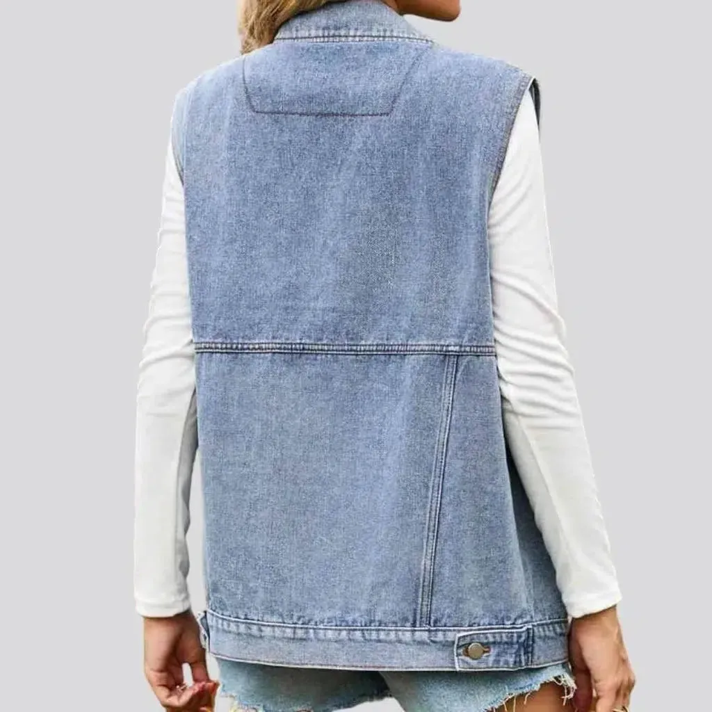 Stonewashed fashion denim vest for ladies