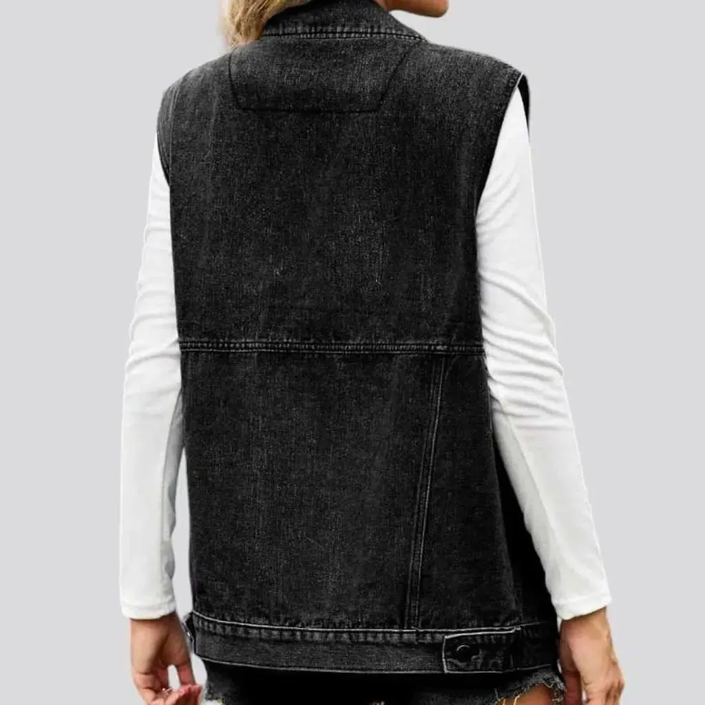 Stonewashed fashion denim vest for ladies