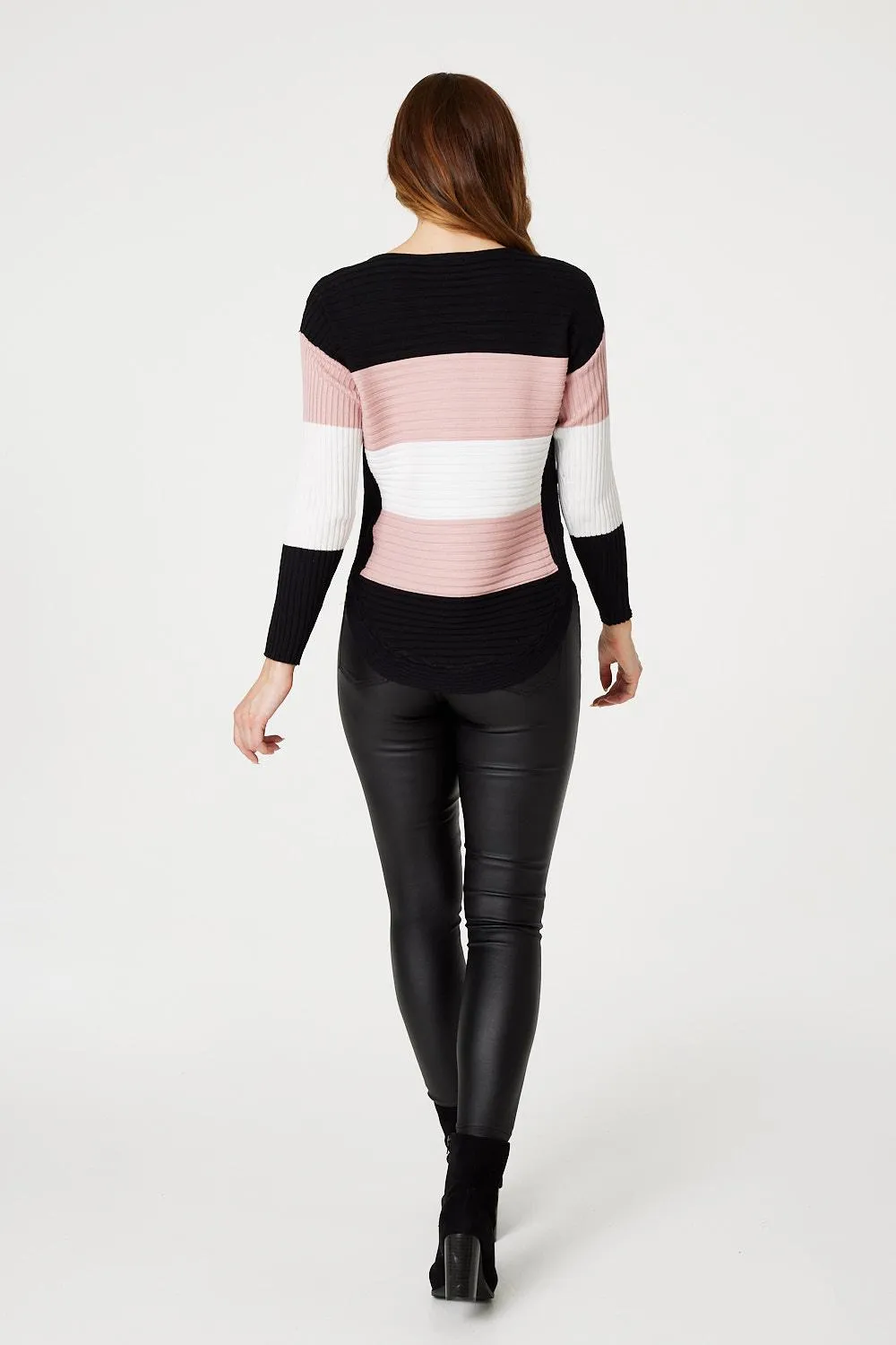 Striped Button Side Knit Pullover