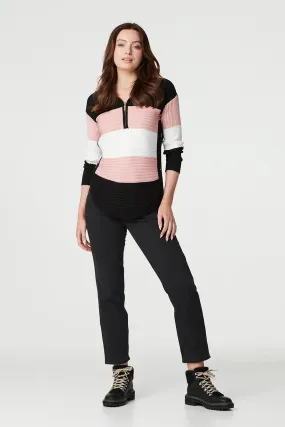 Striped Button Side Knit Pullover