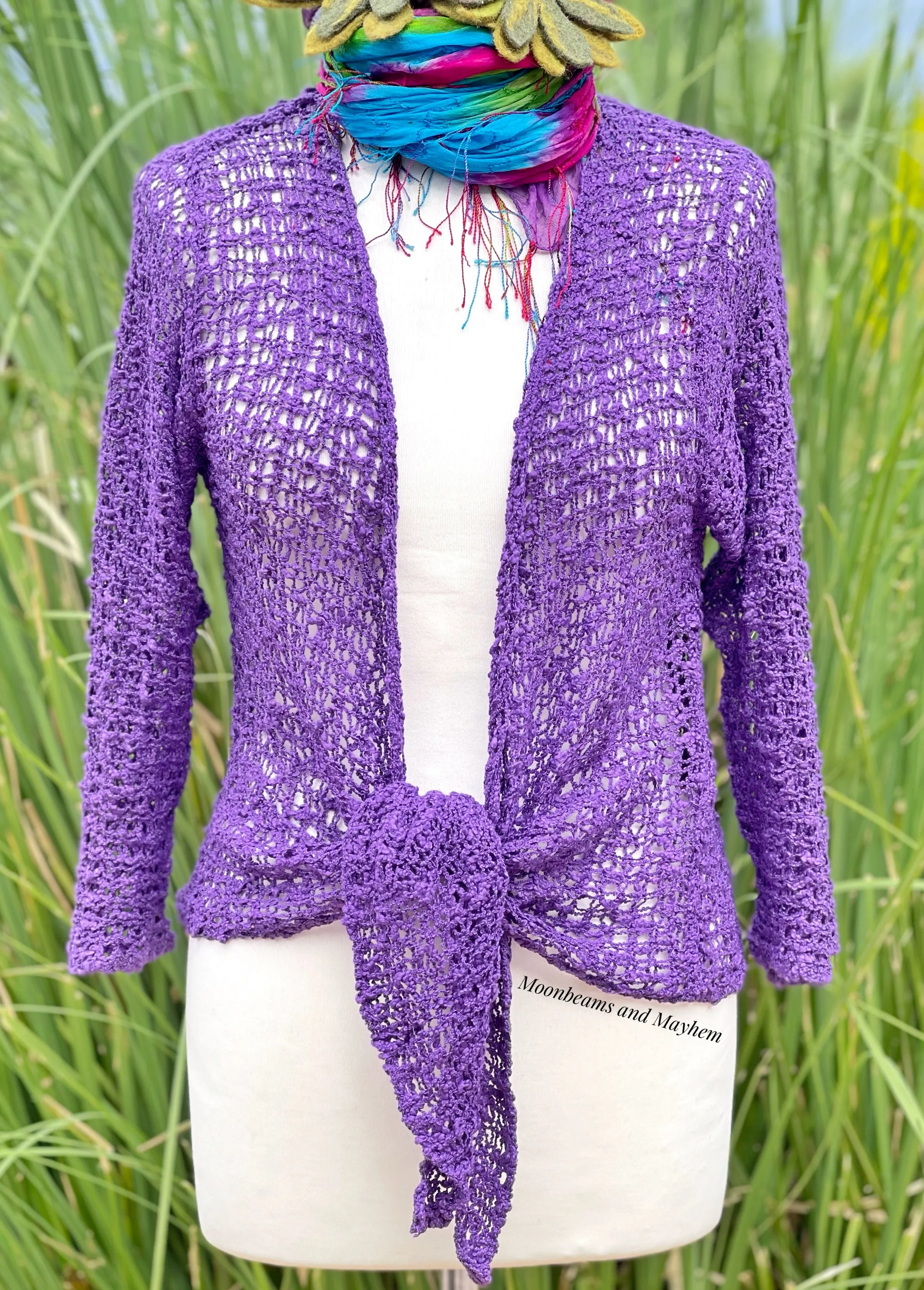 STUNNING LOOSE WEAVE PURPLE SHRUG / CARDIGAN