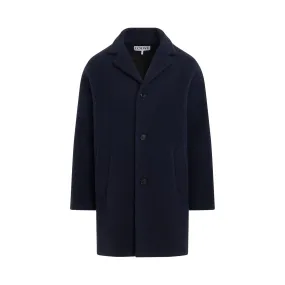 Textured Wool Coat in Navy Blue