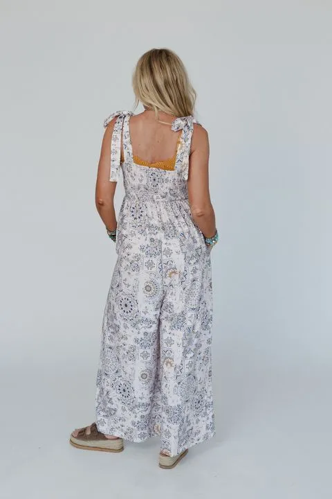 The Nest Whimsical Bloom Wide Leg Jumpsuit - Ivory