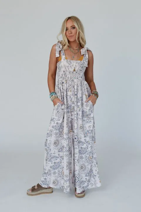 The Nest Whimsical Bloom Wide Leg Jumpsuit - Ivory