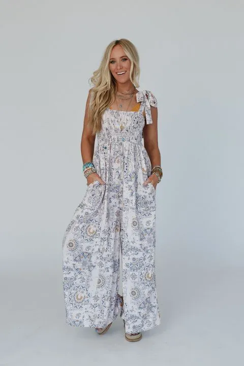 The Nest Whimsical Bloom Wide Leg Jumpsuit - Ivory