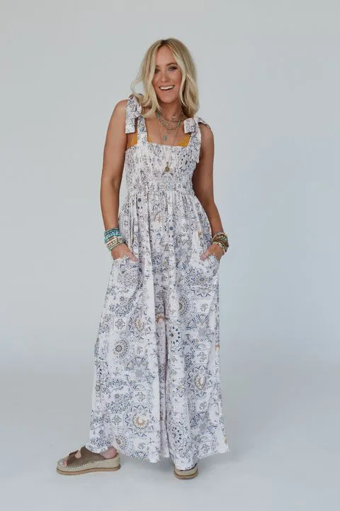 The Nest Whimsical Bloom Wide Leg Jumpsuit - Ivory