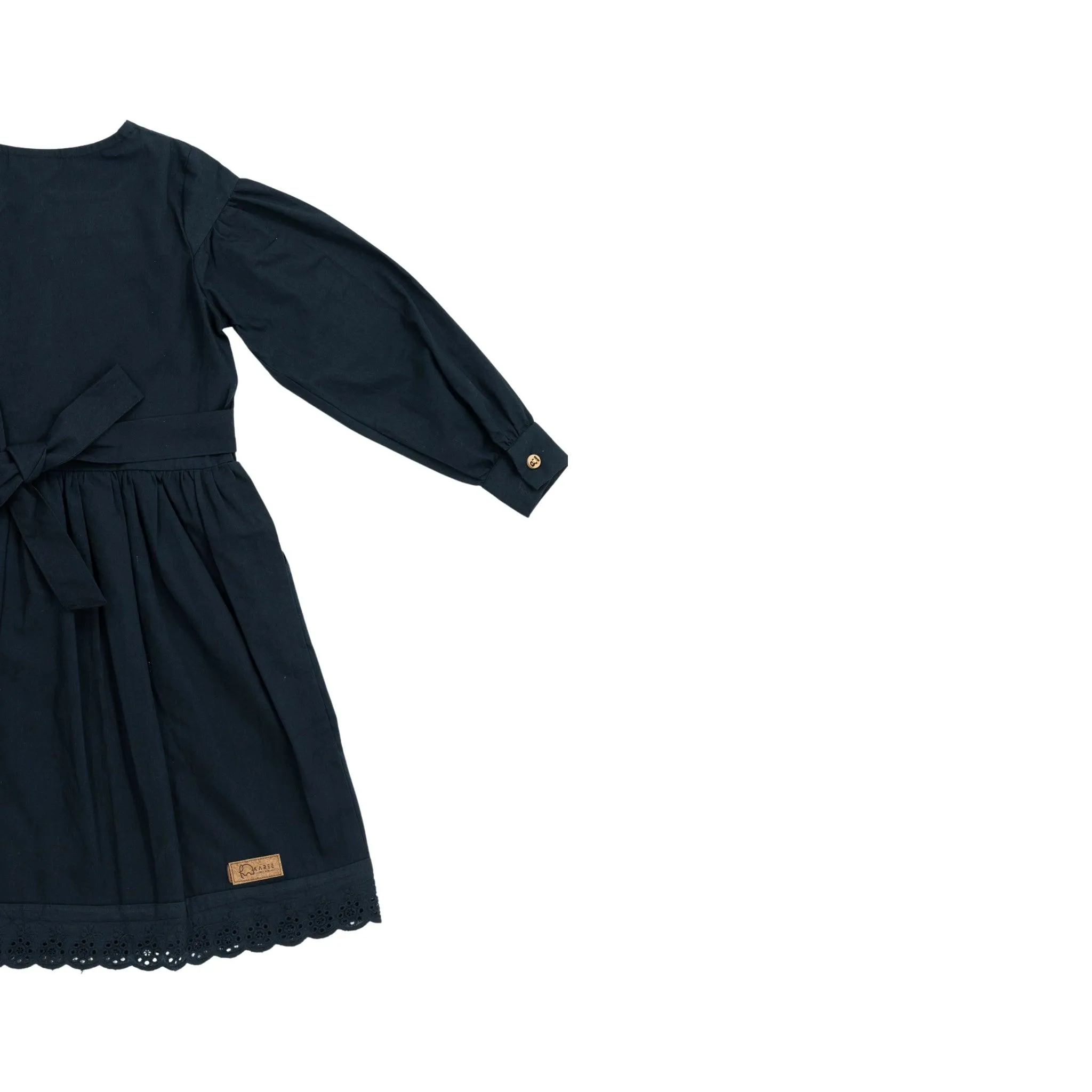 Timeless Style, Kind to the Planet: Black Cotton Dress with Puff Sleeves for Girls