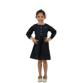 Timeless Style, Kind to the Planet: Black Cotton Dress with Puff Sleeves for Girls