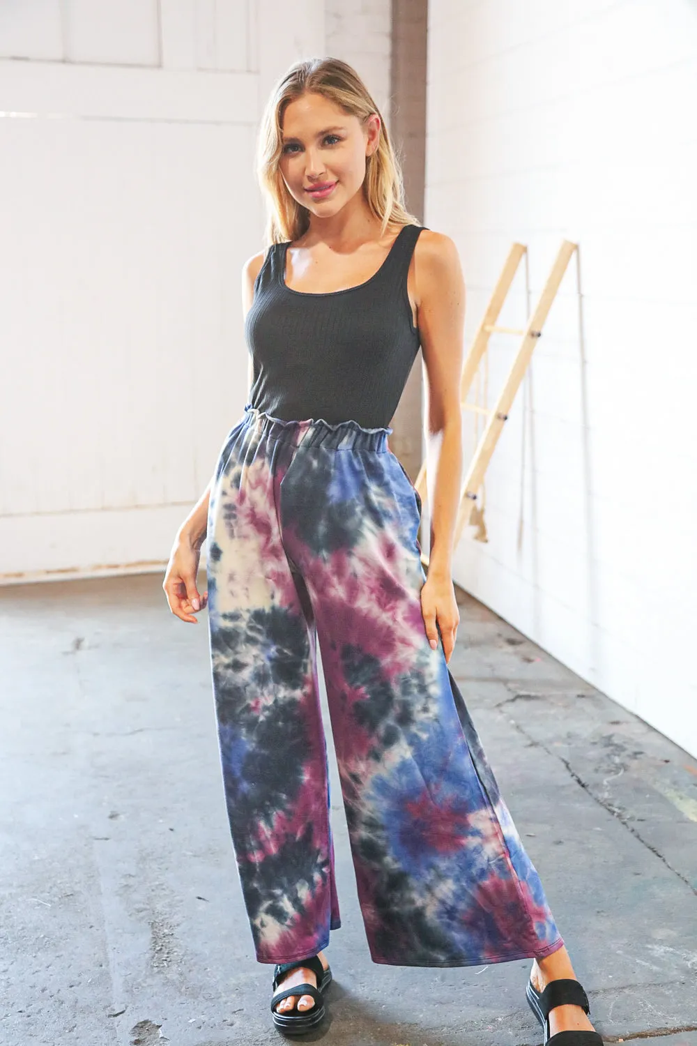 Two Fer Tie Dye Pocketed Long Leg Sleeveless Romper