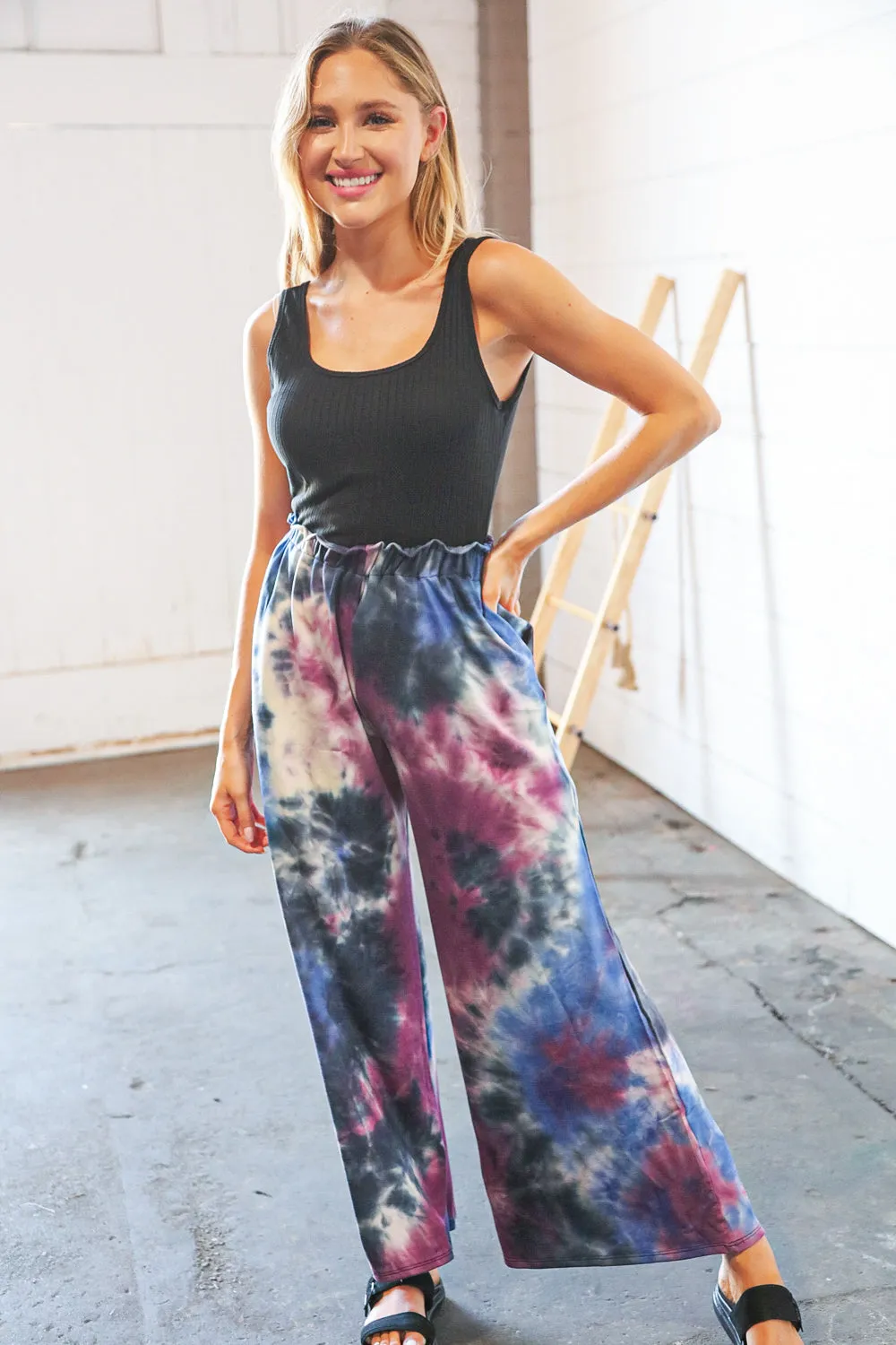 Two Fer Tie Dye Pocketed Long Leg Sleeveless Romper