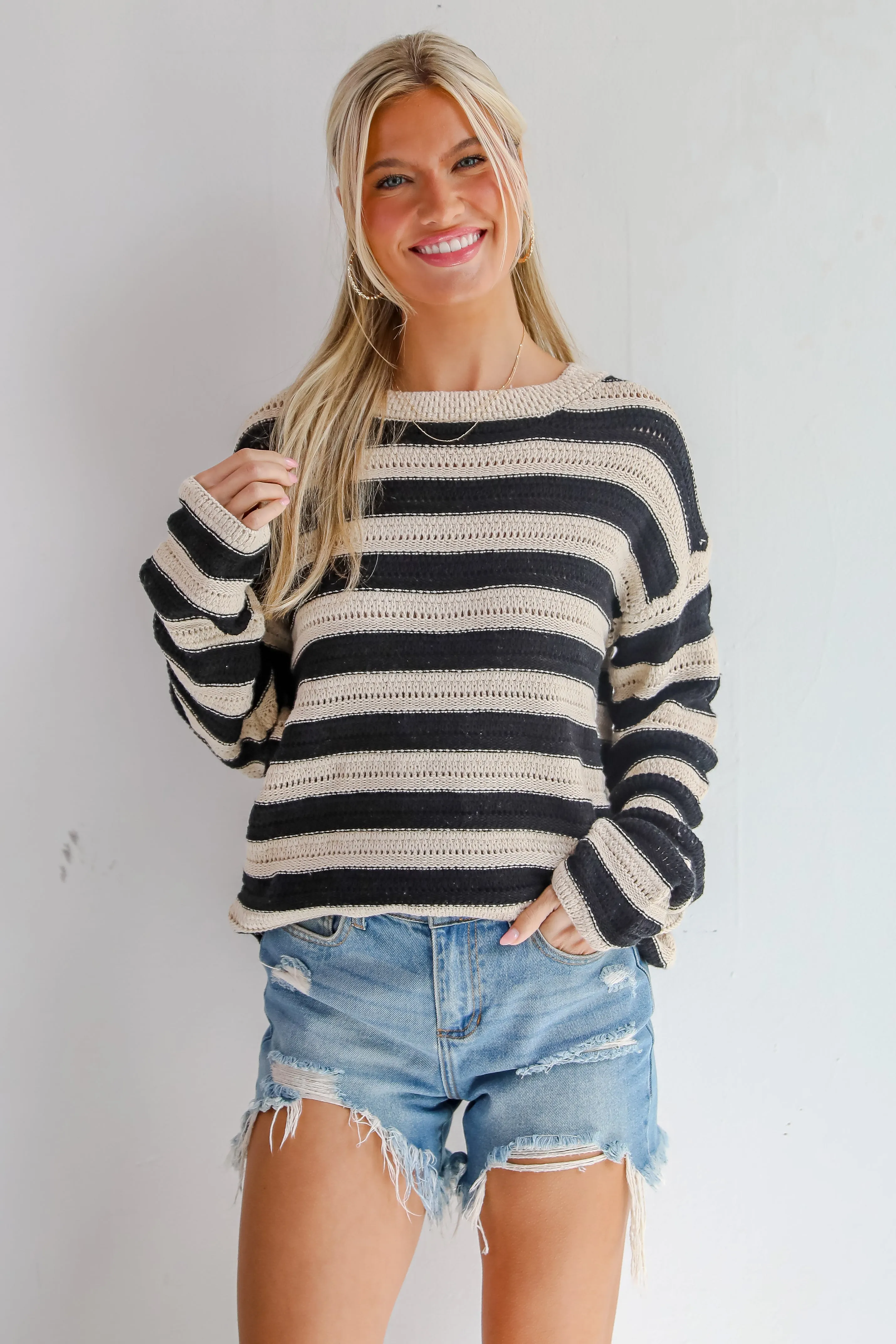 Ultimate Coziness Black Striped Sweater