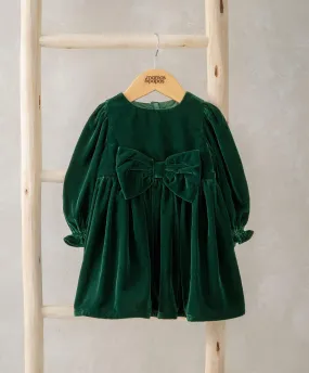 Velvet Bow Dress - Green