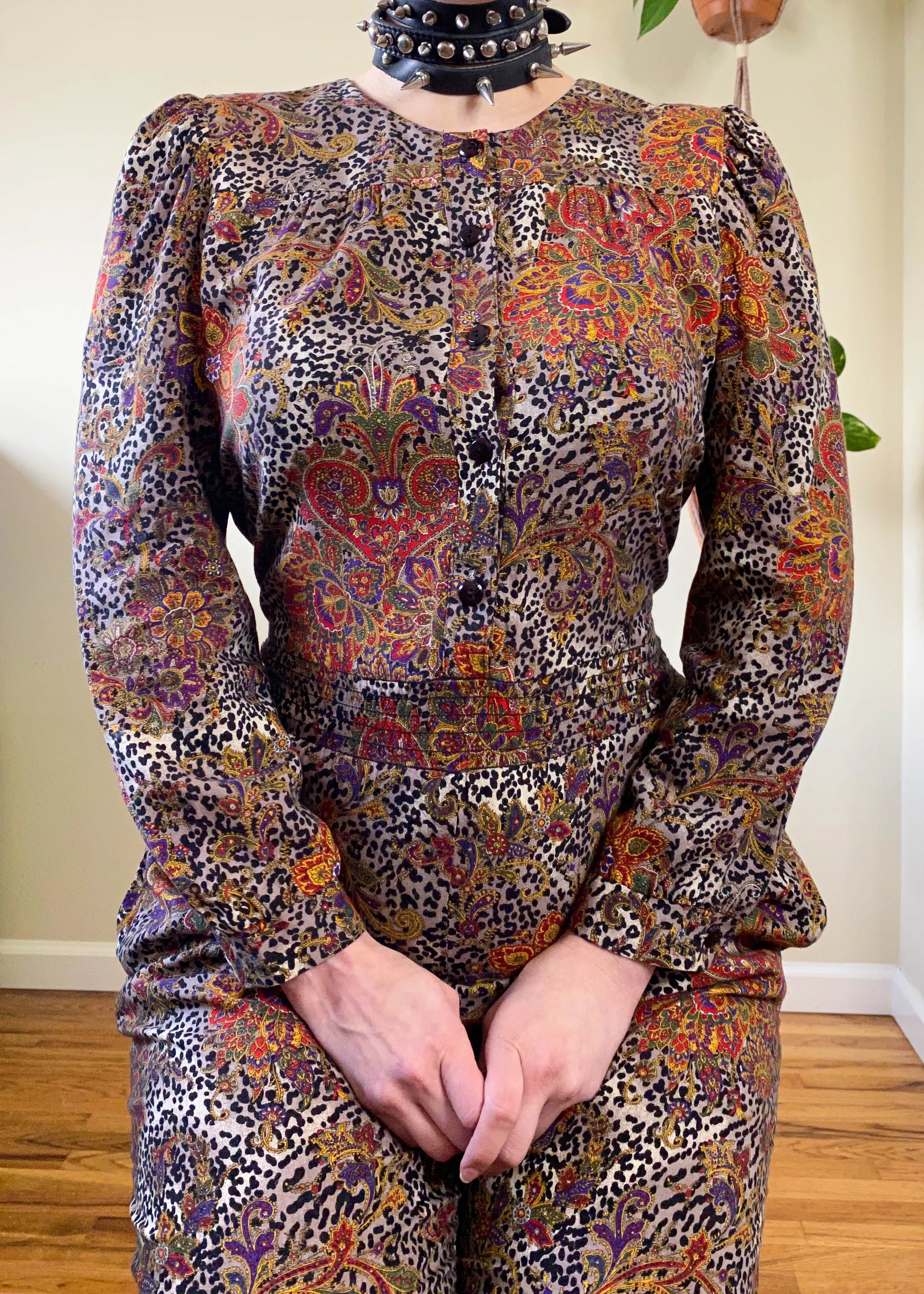 Vintage 80's Leopard and Paisley Jumpsuit - L/XL