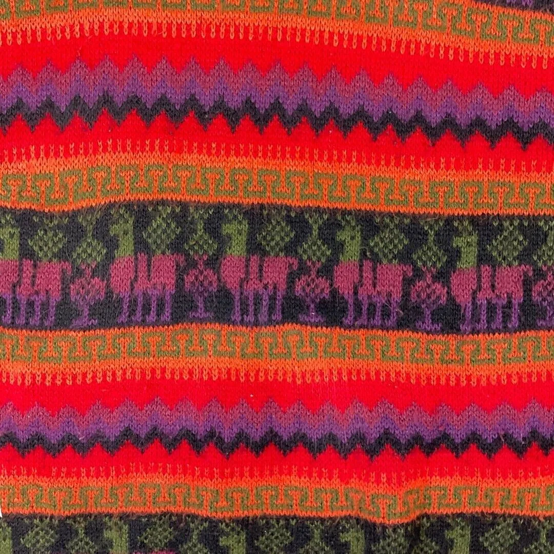 Vintage 90s Red Purple Striped Zig-Zag Geometric Alpaca Knitted Jumper 14